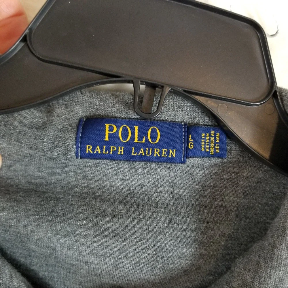 Polo Ralph Lauren Mens Large Grey Quarter Zip Pullover‎ Cotton Blend Sweater
